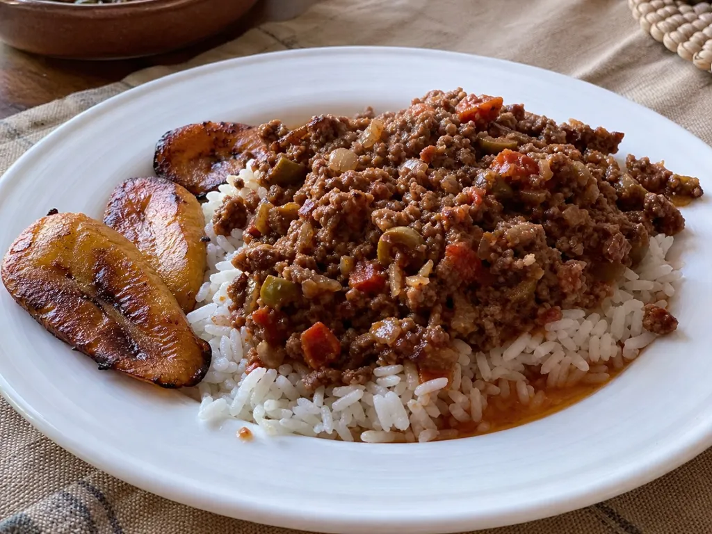 Cuban Picadillo — plated and served