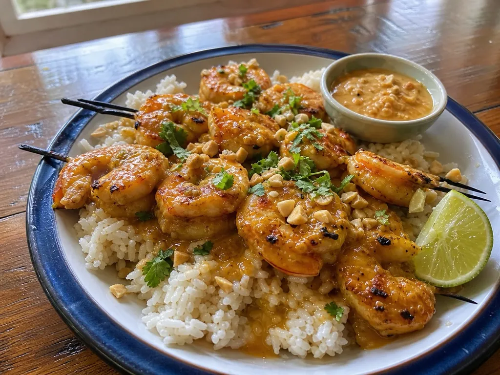 Curried Peanut Shrimp — plated and served