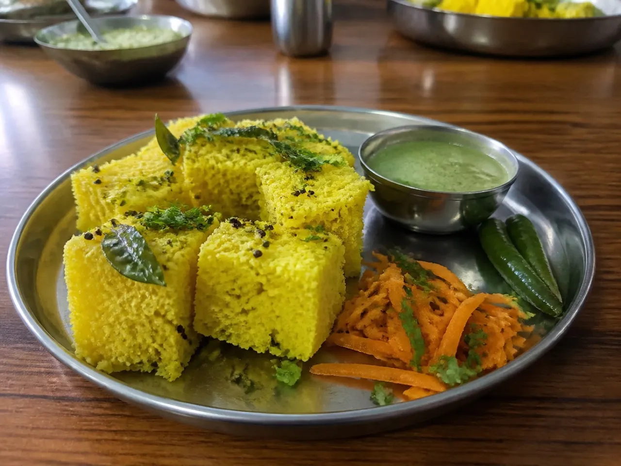 Dhokla — served