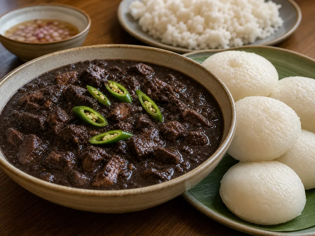 Dinuguan — plated and served
