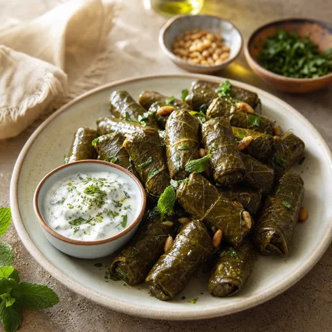 Dolmades with Yogurt-Mint Sauce — Vegetables & Sides recipe
