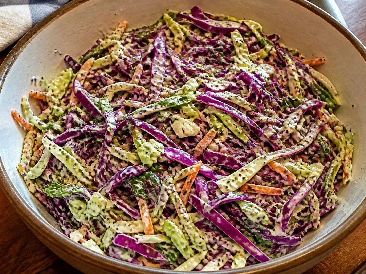 Double Cabbage Salad — served