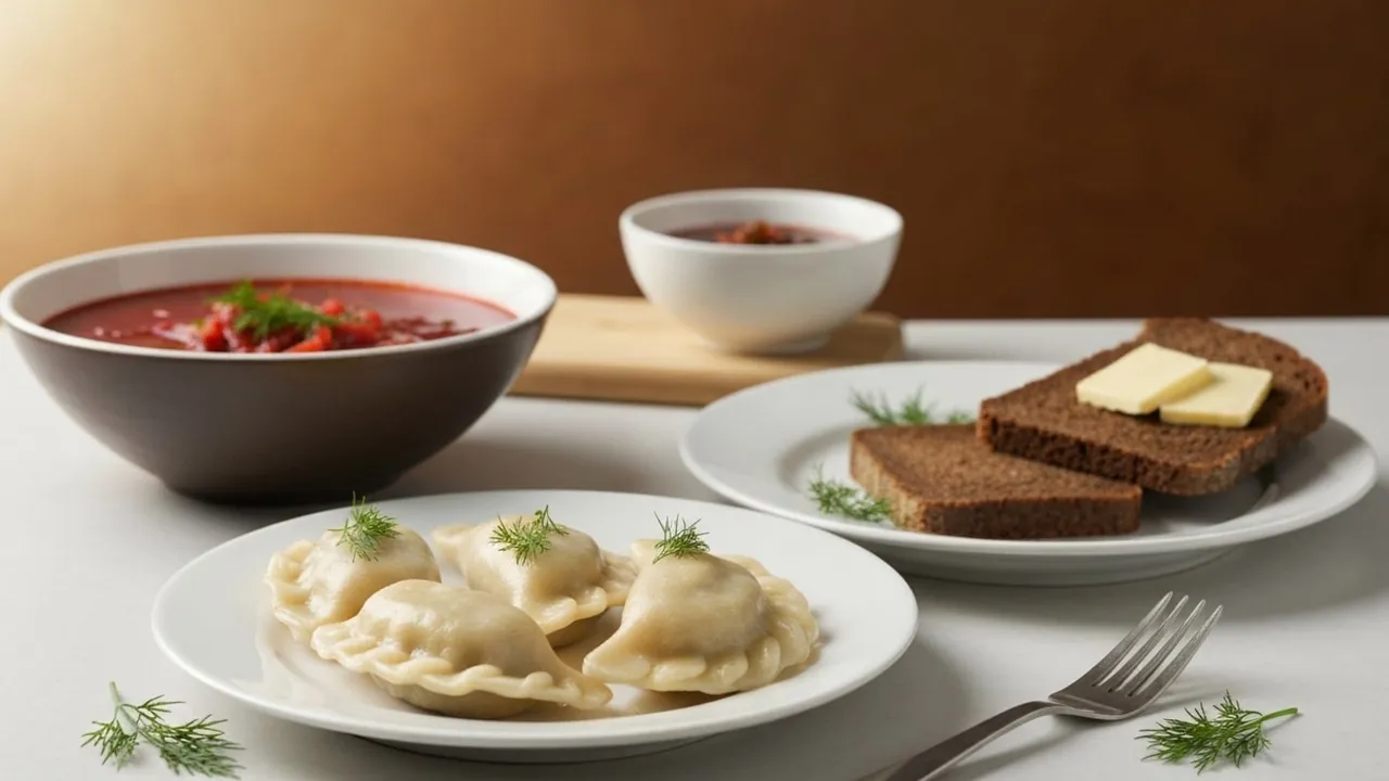 A spread of Eastern European dishes