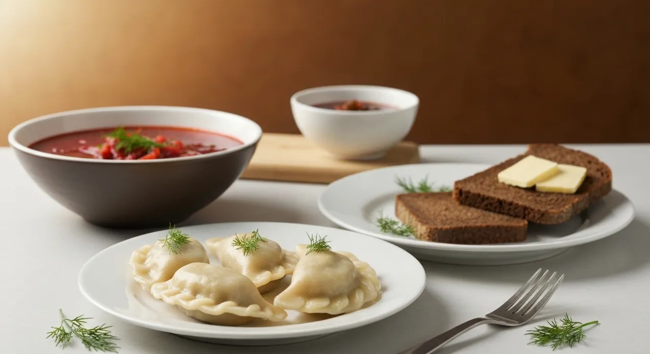 A spread of Eastern European dishes