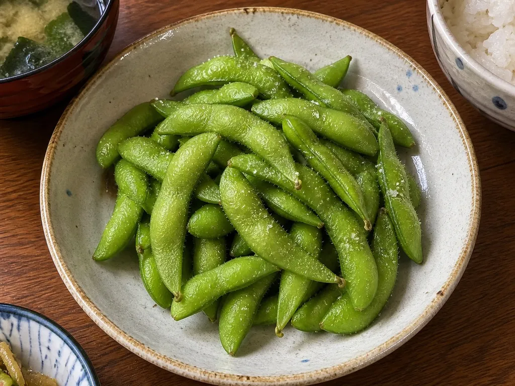 Edamame — plated and served