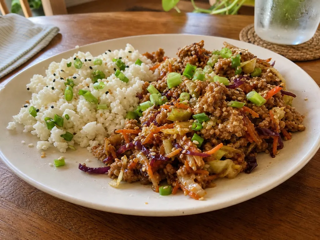 Egg Roll Bowl — plated and served