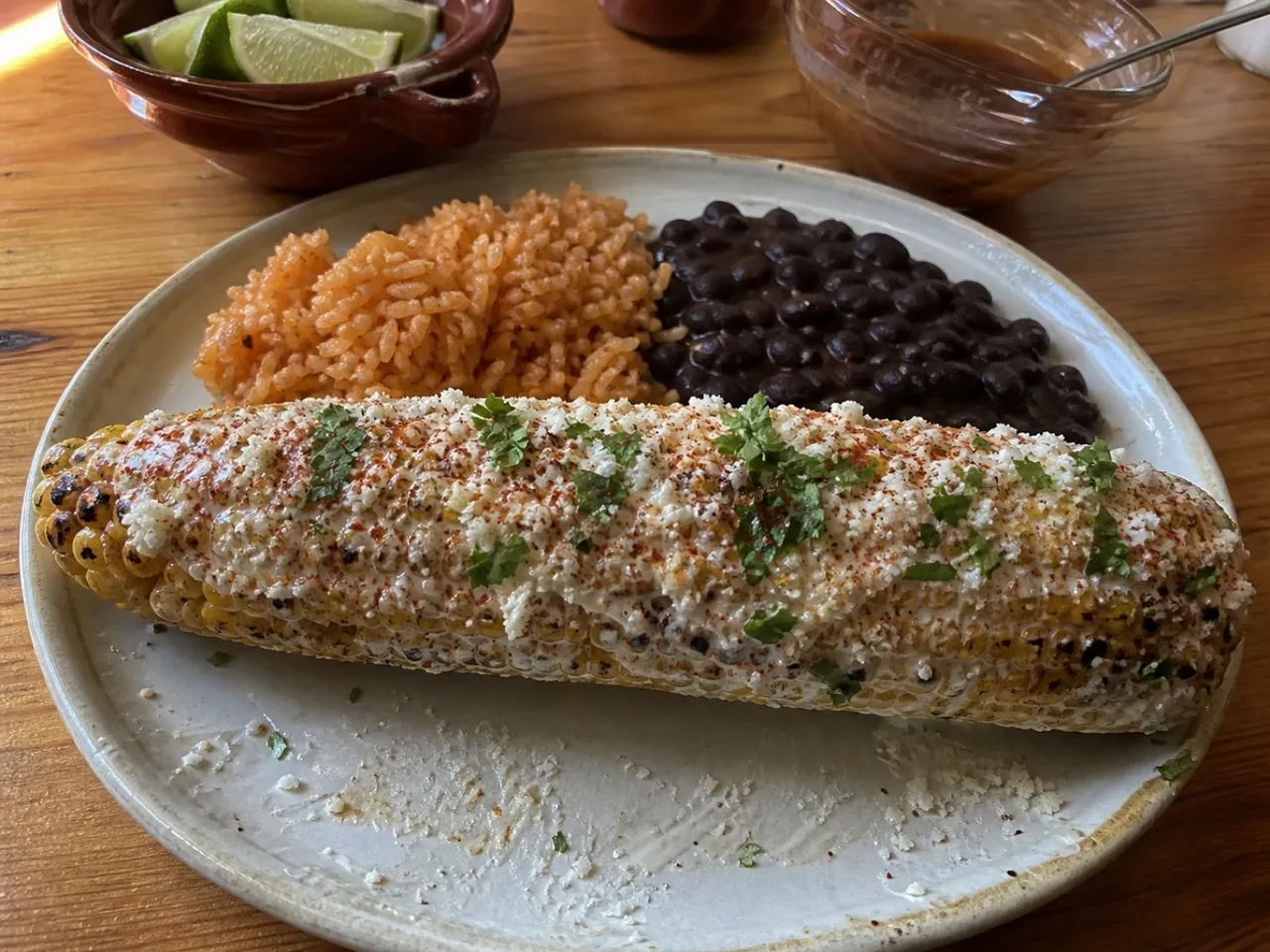 Elote (Mexican Street Corn) — served
