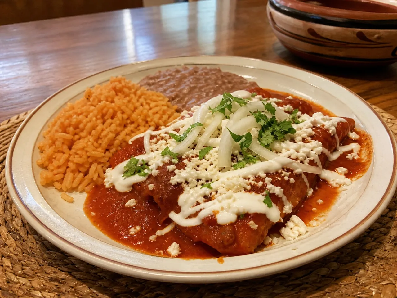 Enchiladas Rojas — served