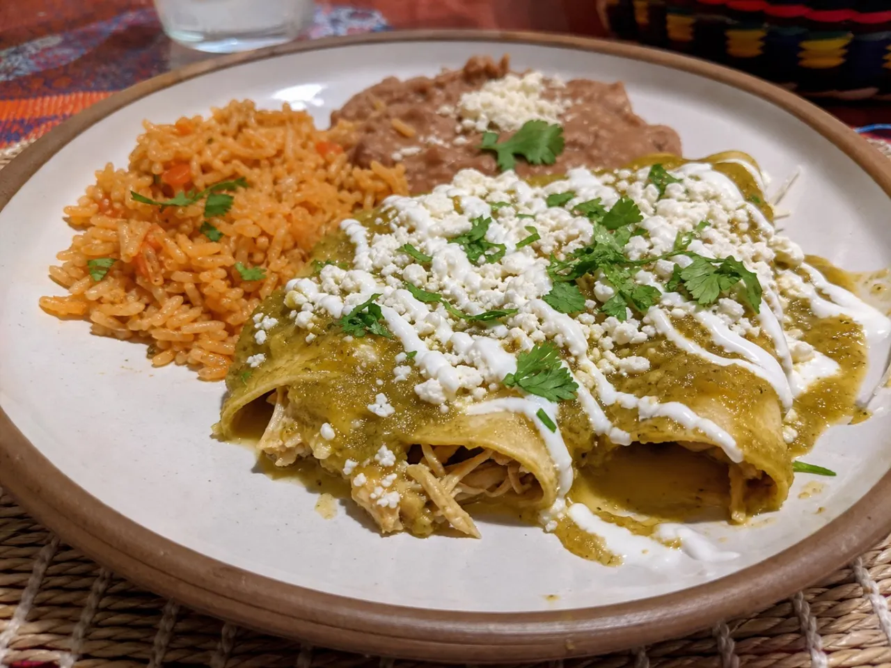 Enchiladas Verdes — served