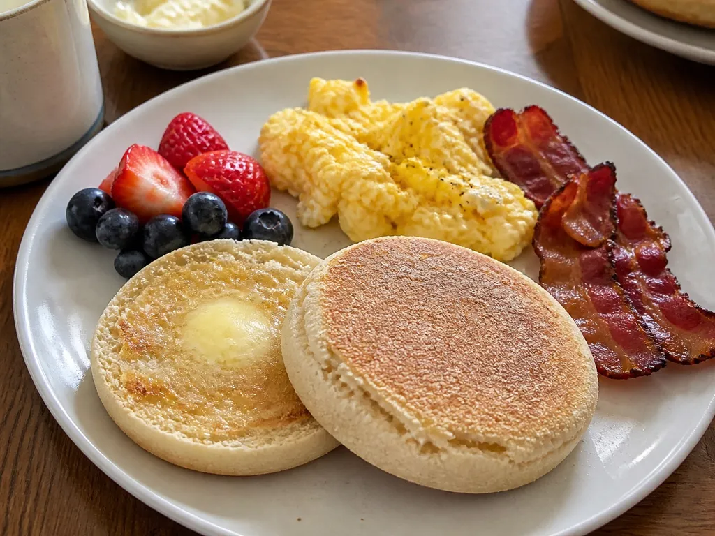 English Muffins — plated and served