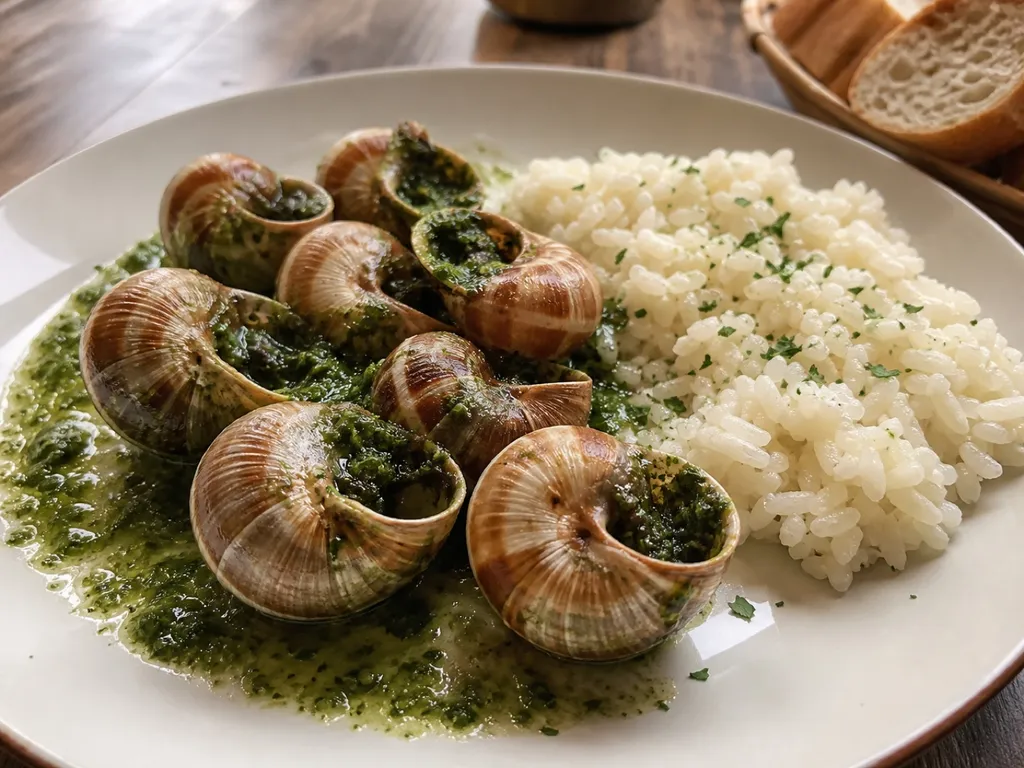 Escargots de Bourgogne — plated and served