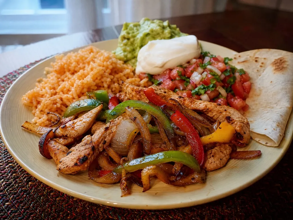 Fajitas — plated and served