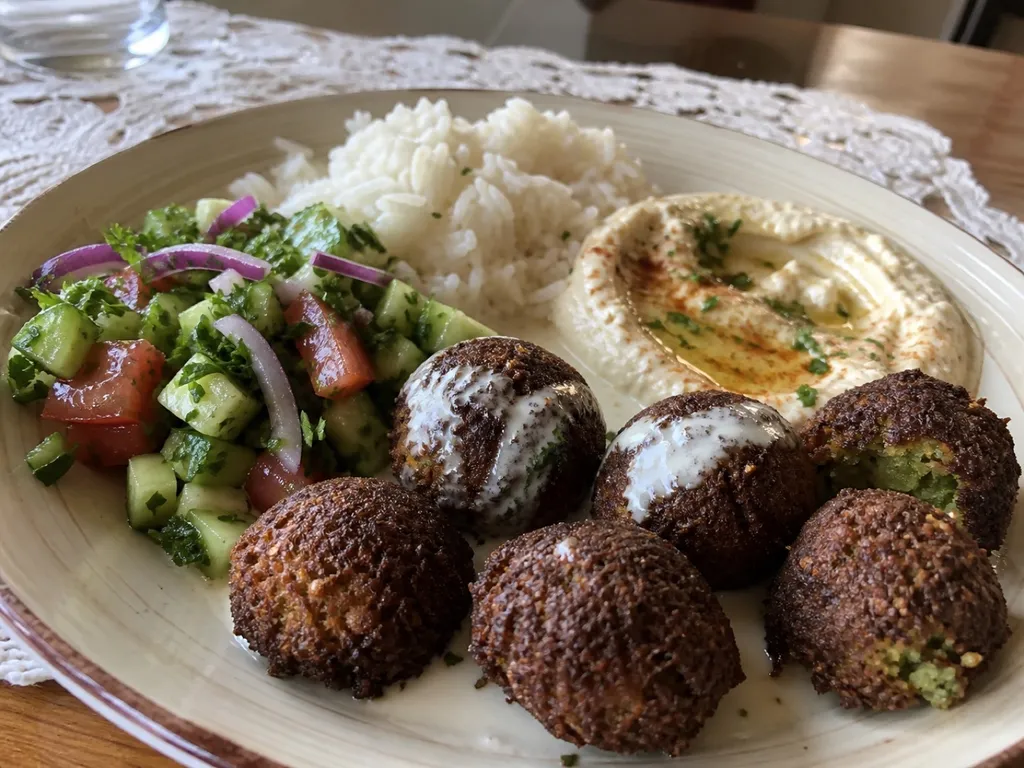 Falafel — plated and served
