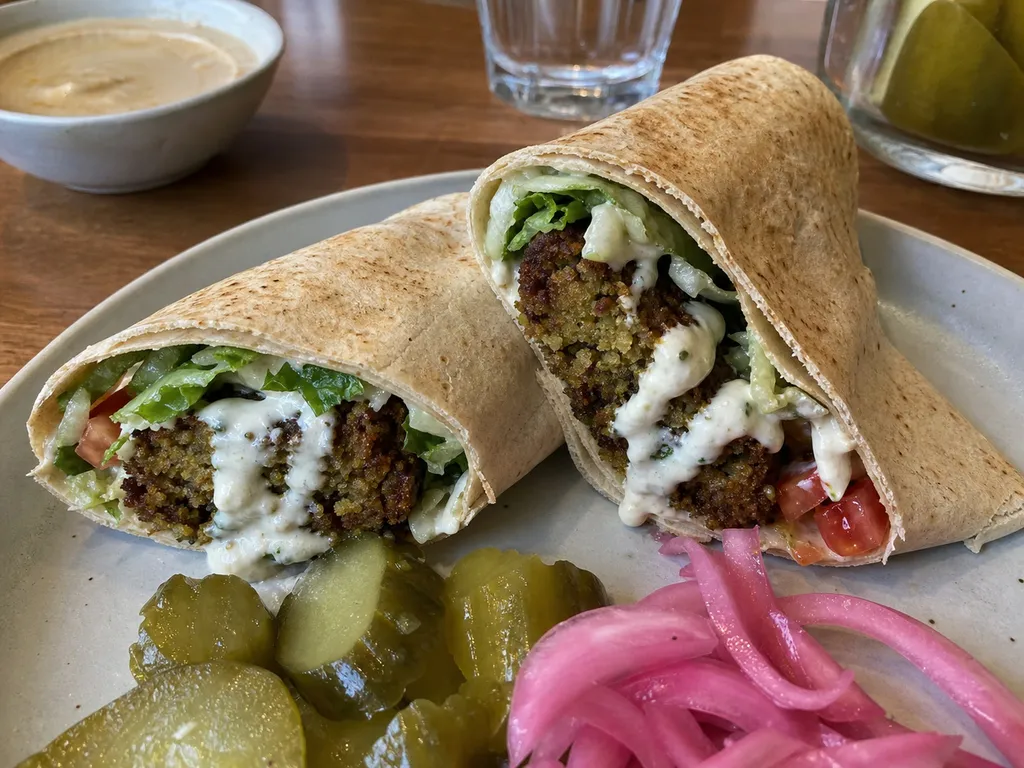 Falafel Wrap — plated and served