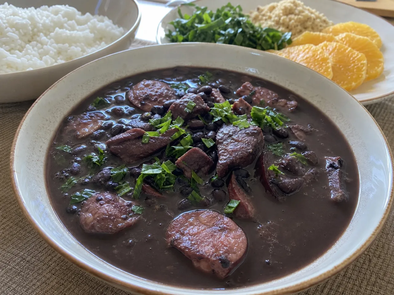 Feijoada (Brazilian Black Bean Stew) — served