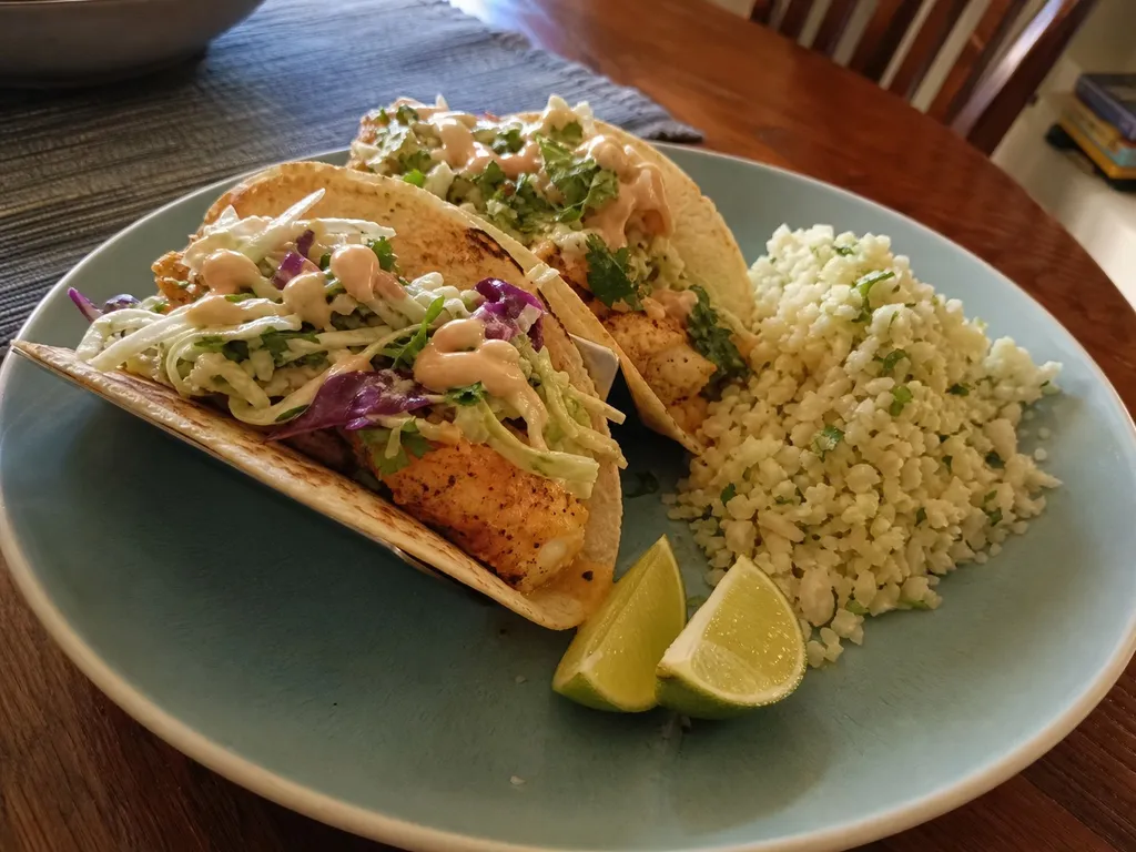 Fish Tacos — plated and served