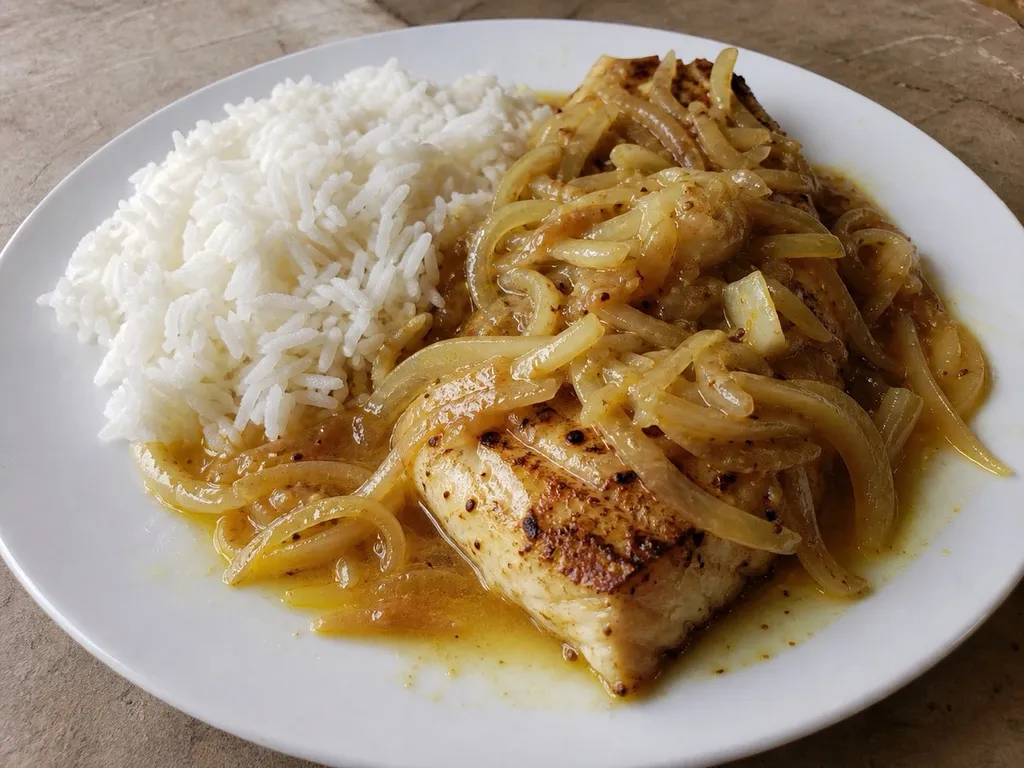 Fish Yassa — plated and served