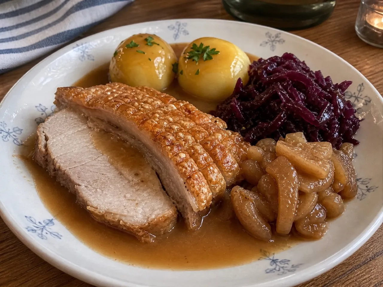 Flæskesteg — served