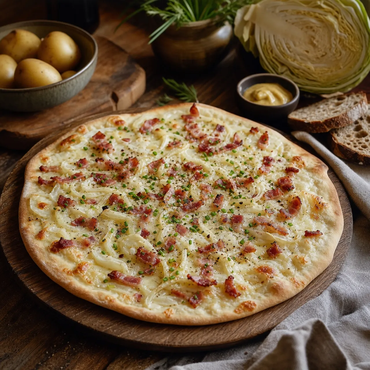 Flammkuchen (German Flatbread with Bacon and Onion) — German recipe