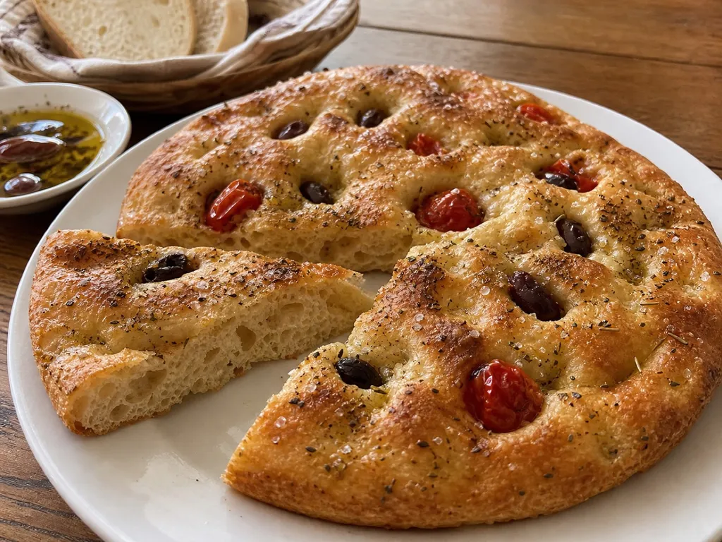 Focaccia Bread — plated and served