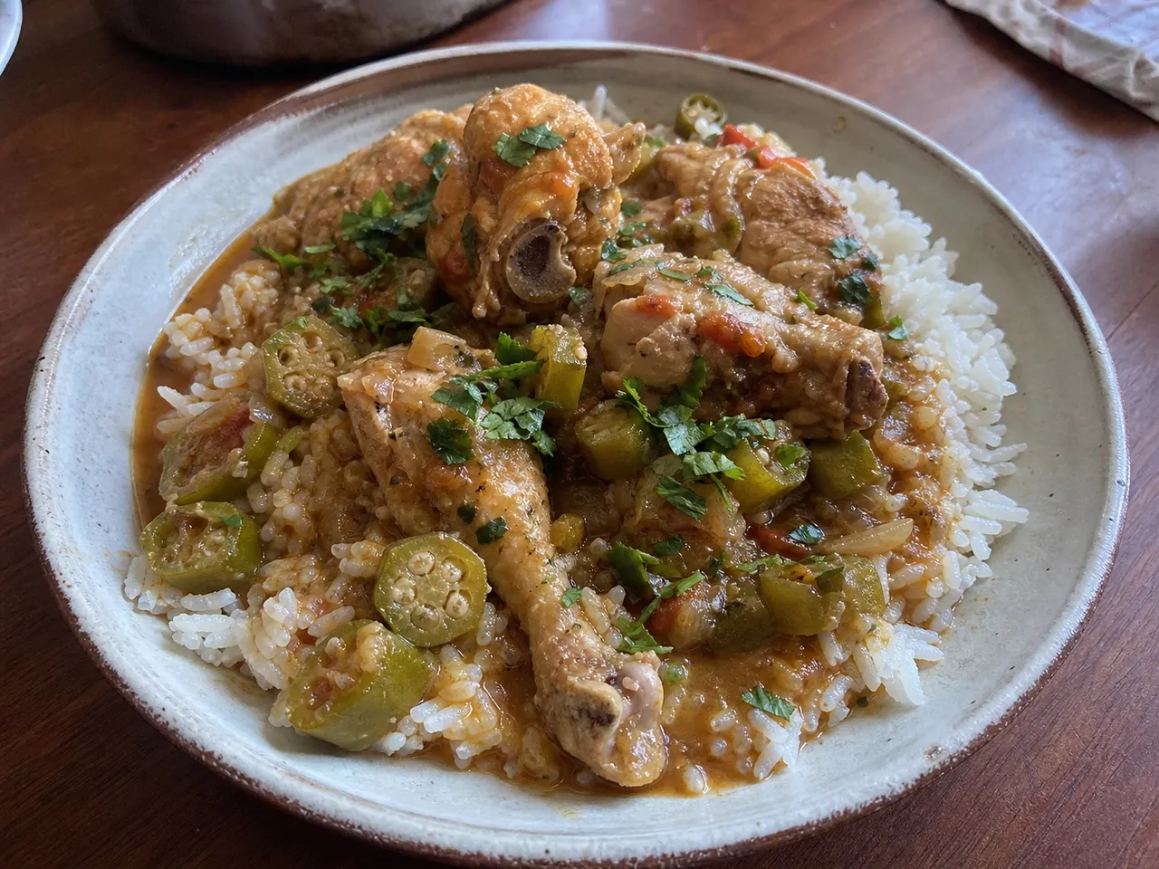 Frango com Quiabo (Chicken and Okra Stew) — served