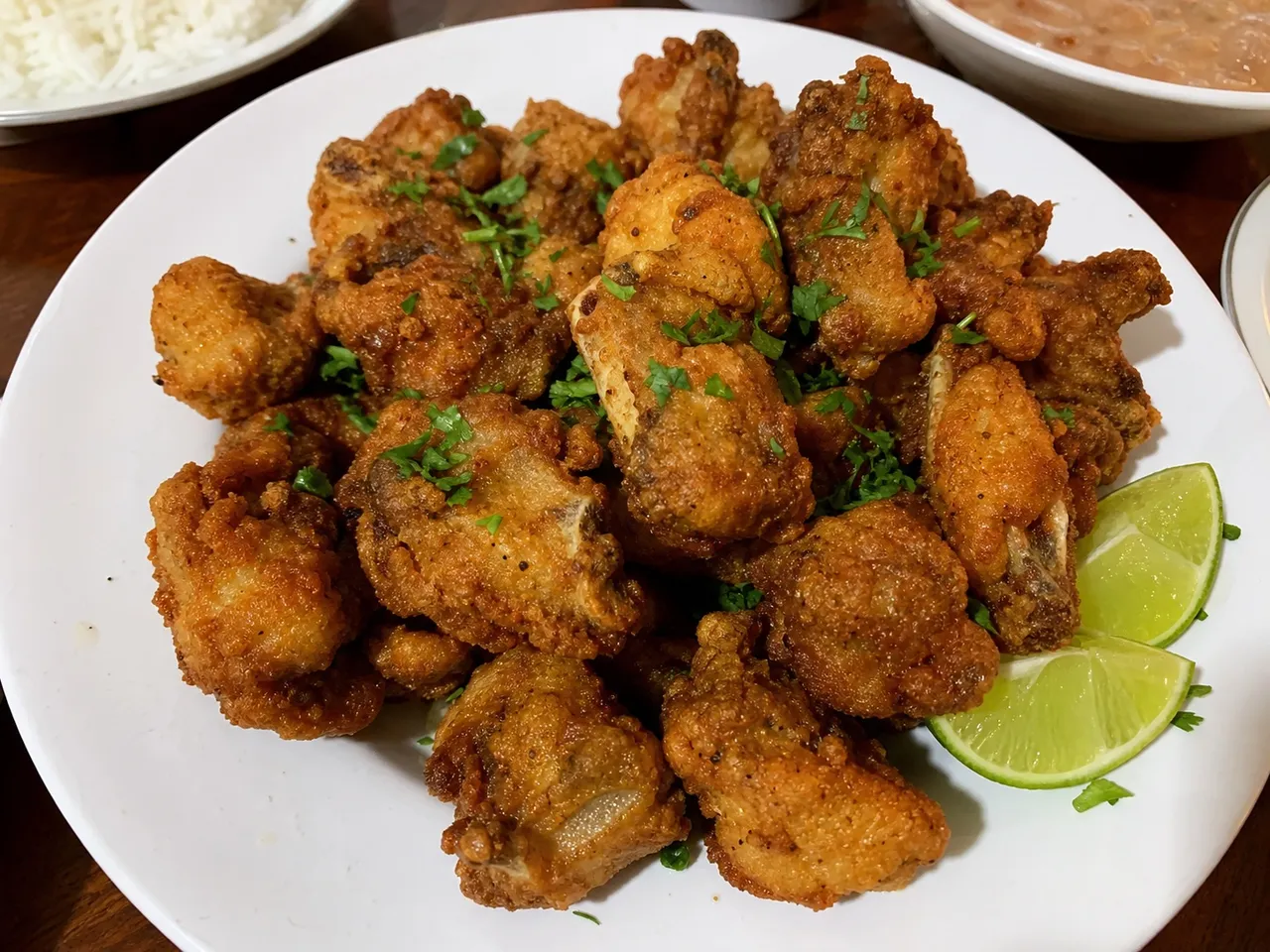 Frango à Passarinho (Crispy Little Bird Chicken) — served