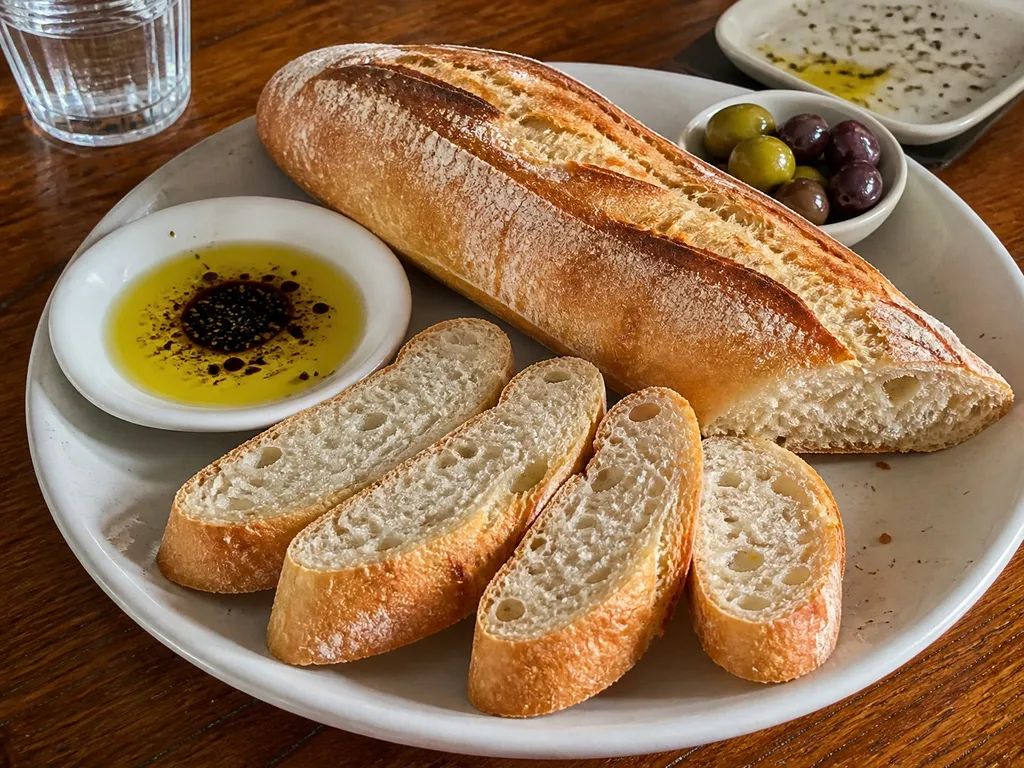 French Baguette — plated and served