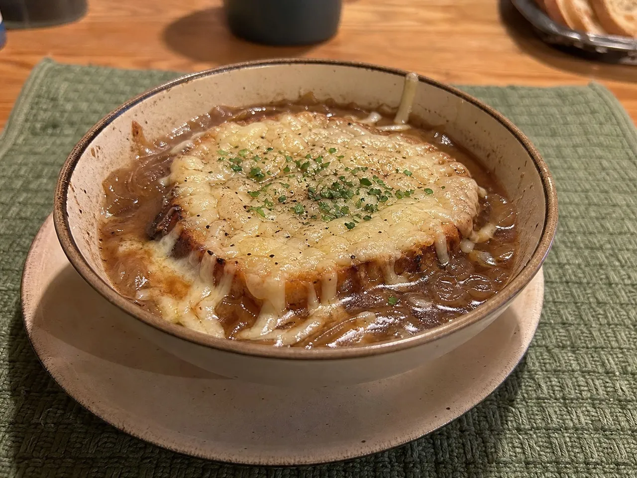 French Onion Soup — served