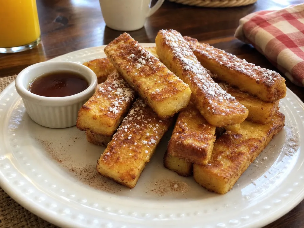 French Toast Sticks — plated and served