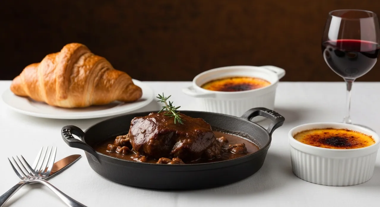 A spread of French dishes