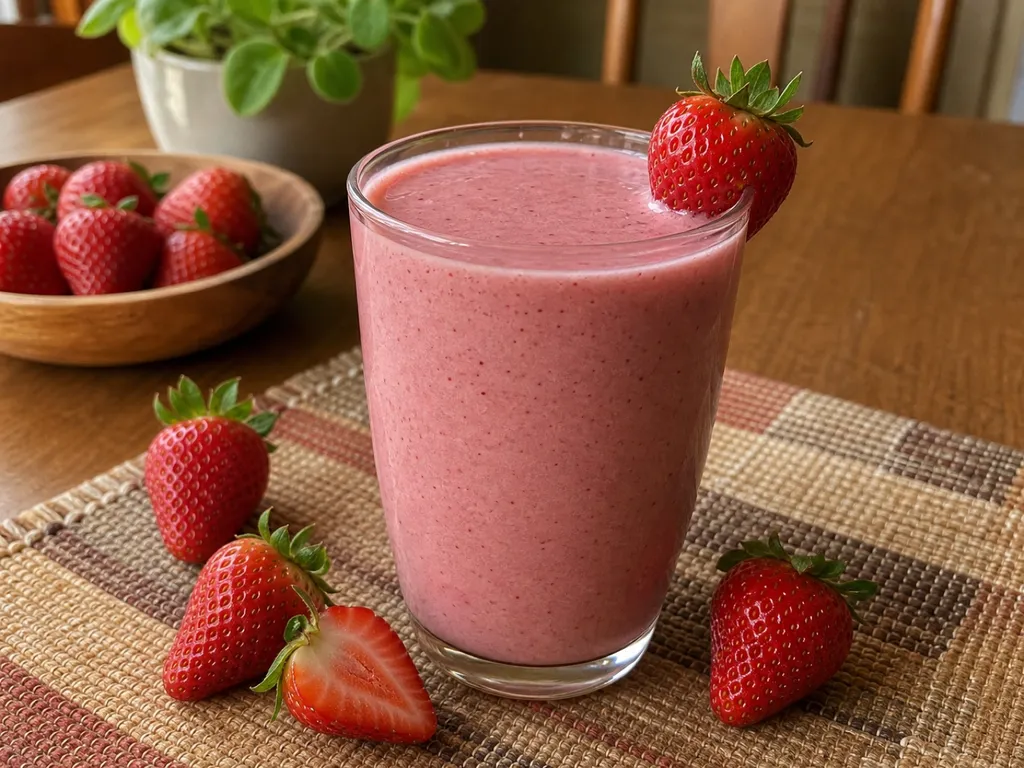 Fresh Strawberry Smoothie — plated and served