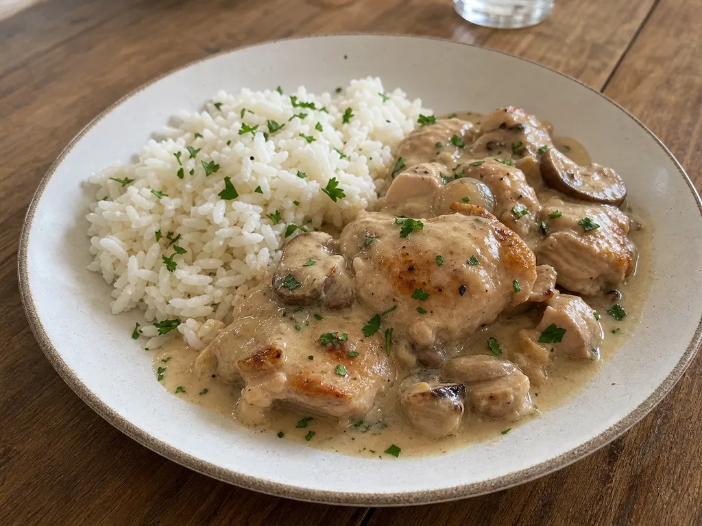 Fricassée de Poulet — plated and served