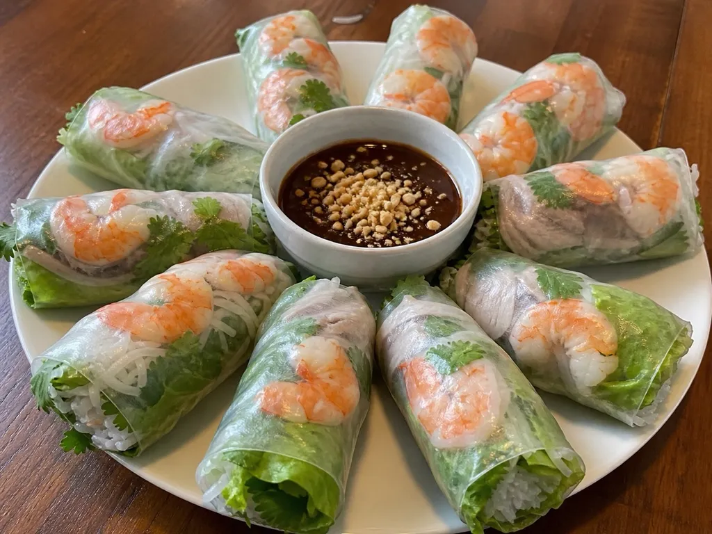 Gỏi Cuốn (Spring Rolls) — plated and served