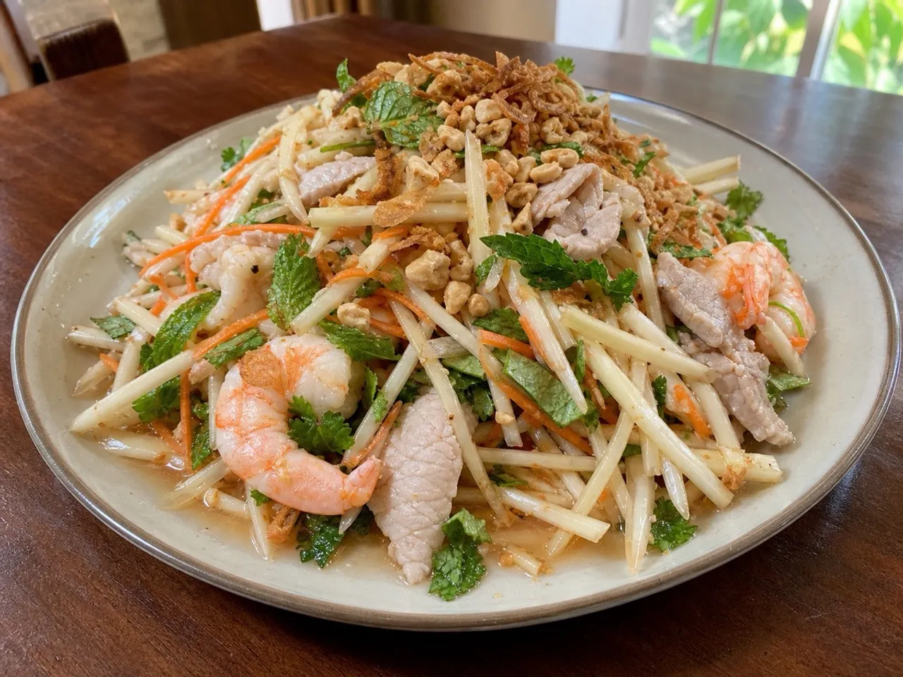 Gỏi Ngó Sen (Lotus Stem Salad) — served