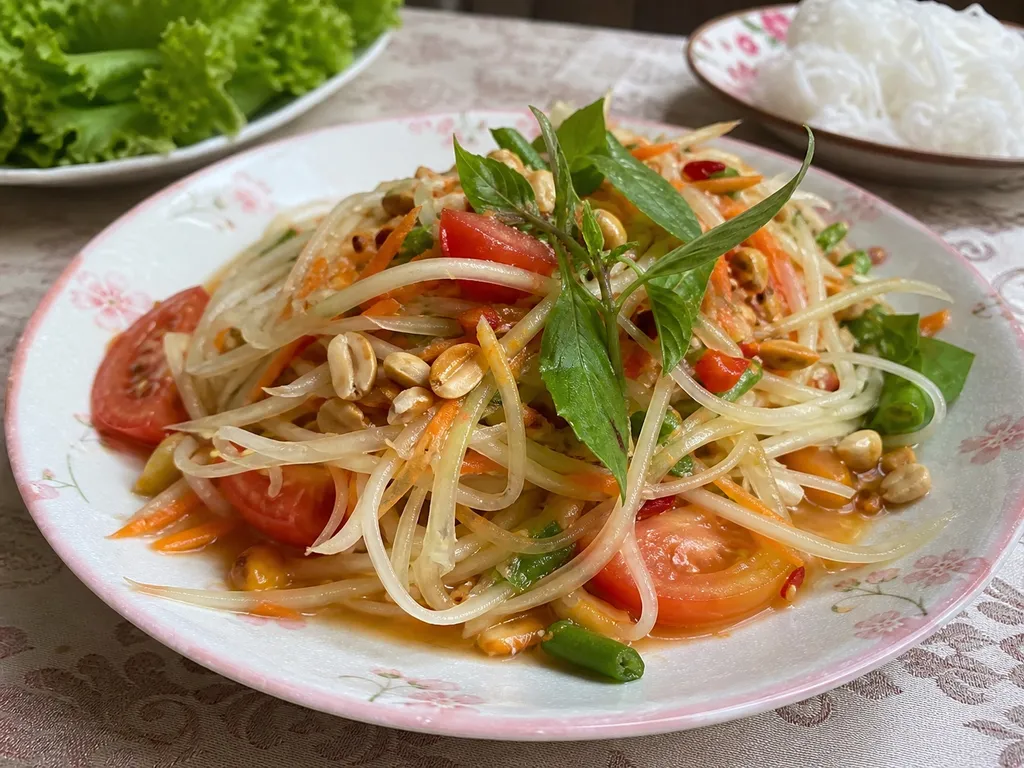 Gỏi Đu Đủ (Papaya Salad) — plated and served