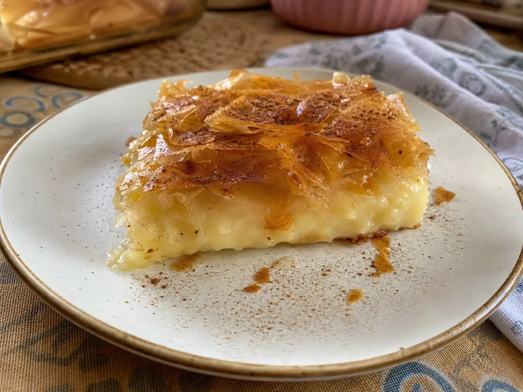 Galaktoboureko — plated and served