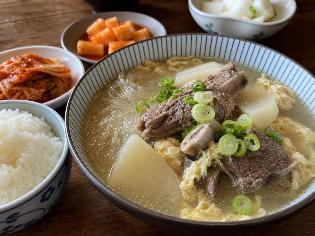 Galbitang (Beef Short Rib Soup) — plated and served