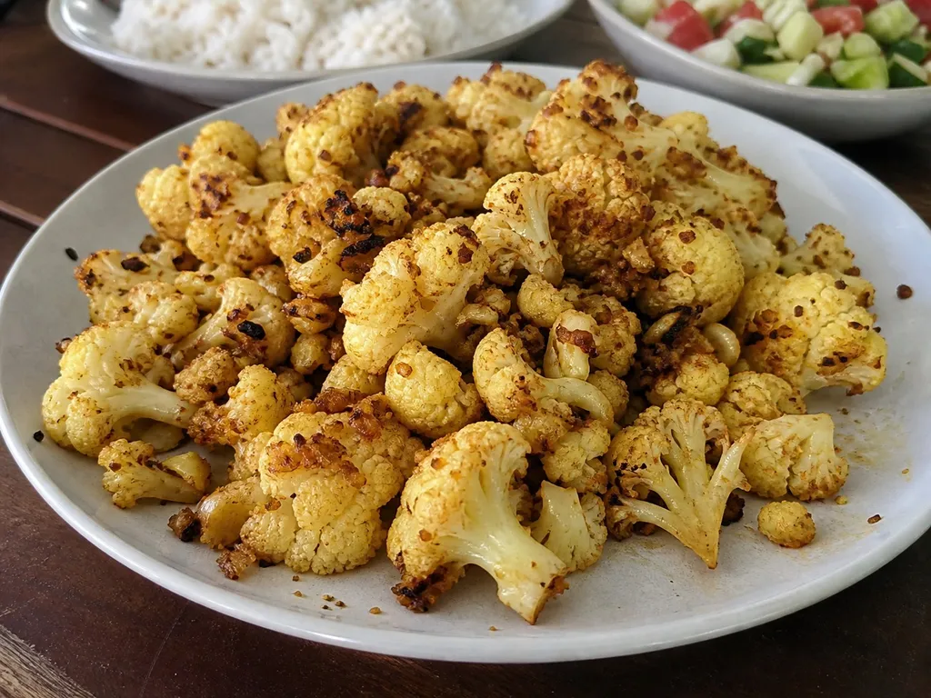 Garlic Cauliflower — plated and served