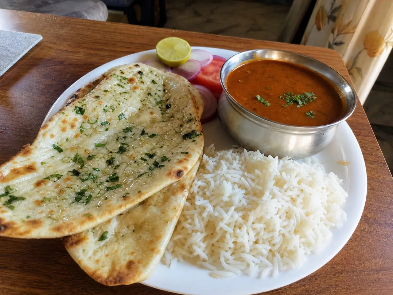 Garlic Naan — served