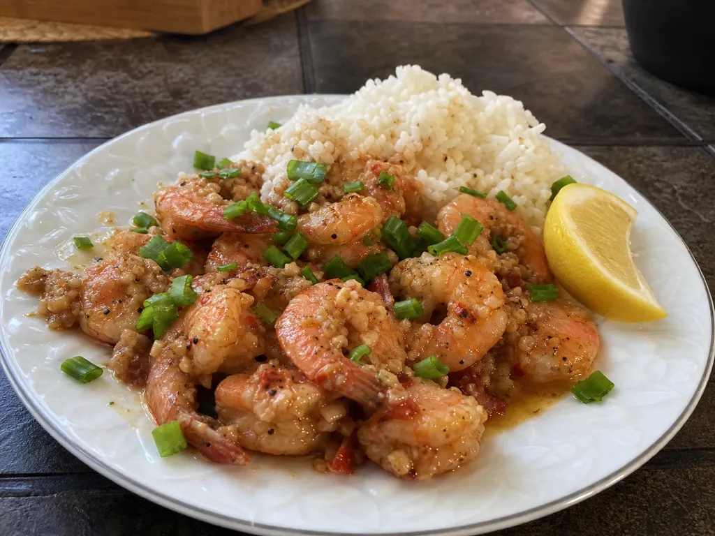 Garlic Shrimp — plated and served