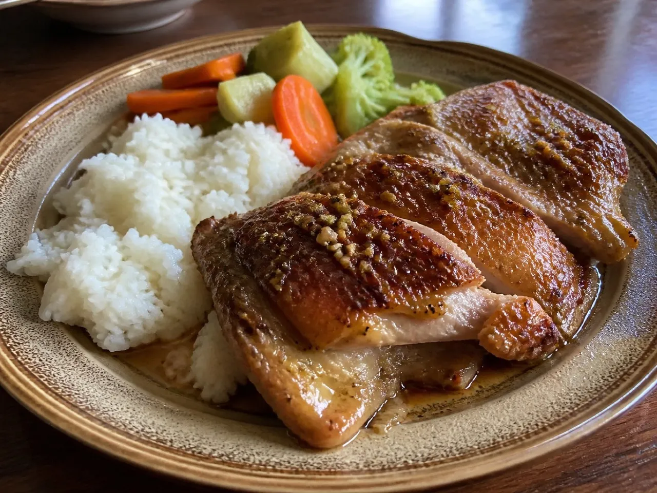 Garlicky Baked Chicken — served
