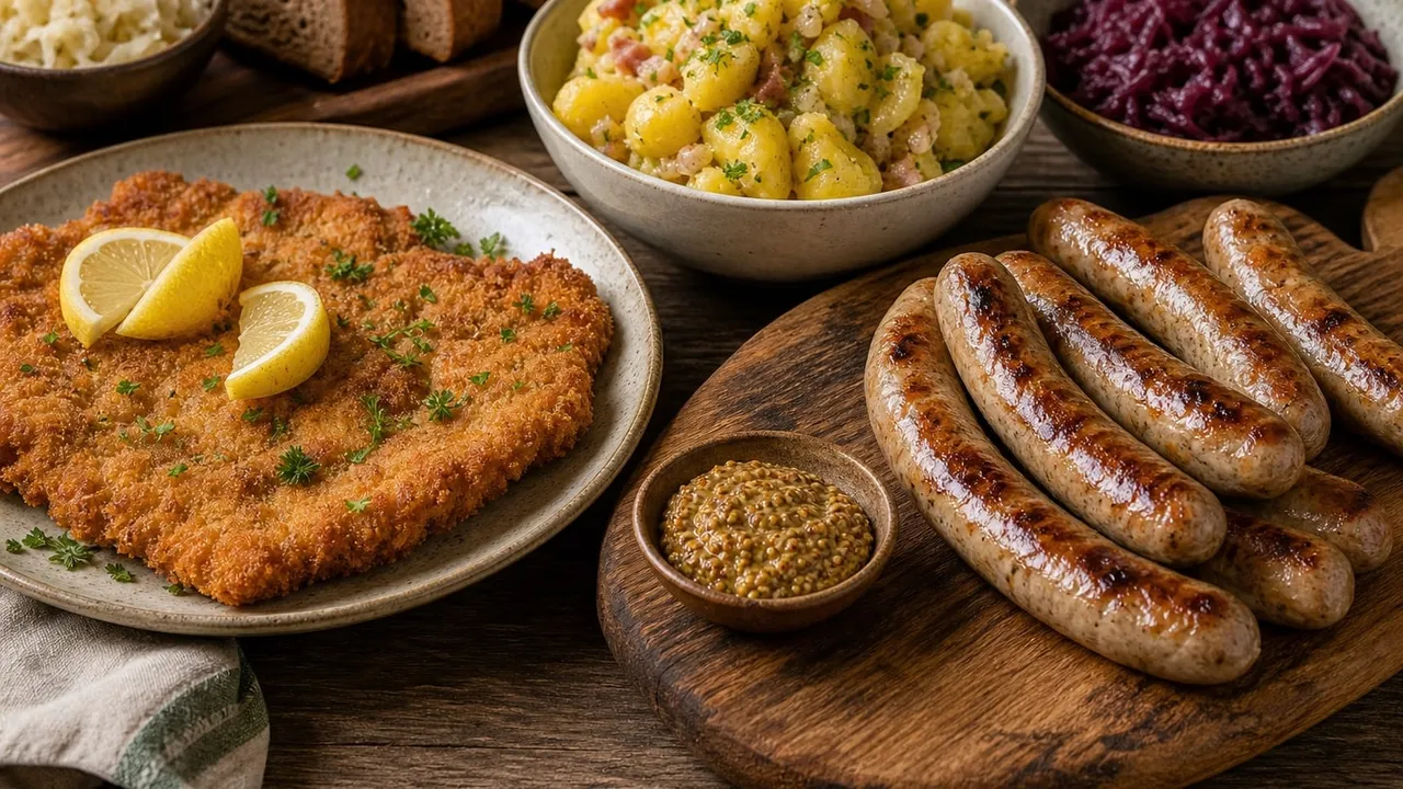 A spread of German dishes