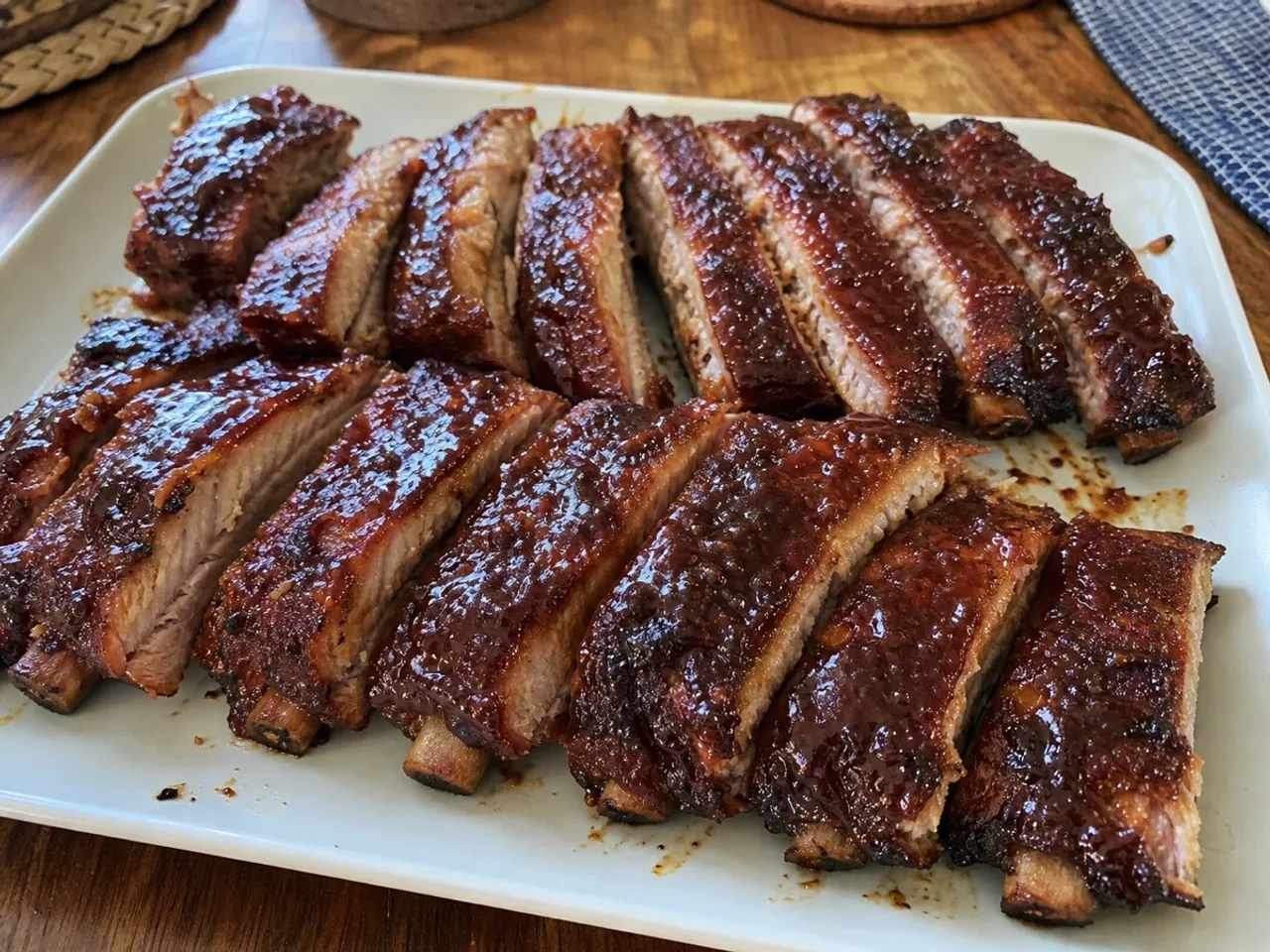 Glazed Baby Back Ribs — served