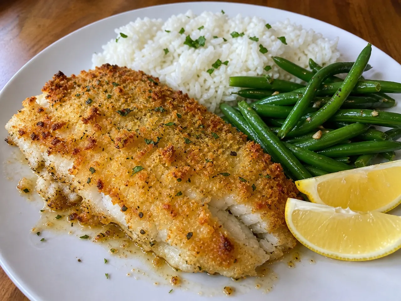 Golden Baked Fish — served