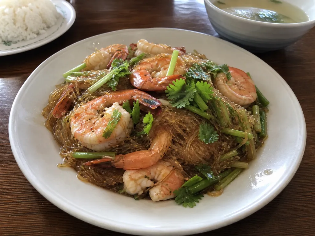 Goong Ob Woonsen — plated and served