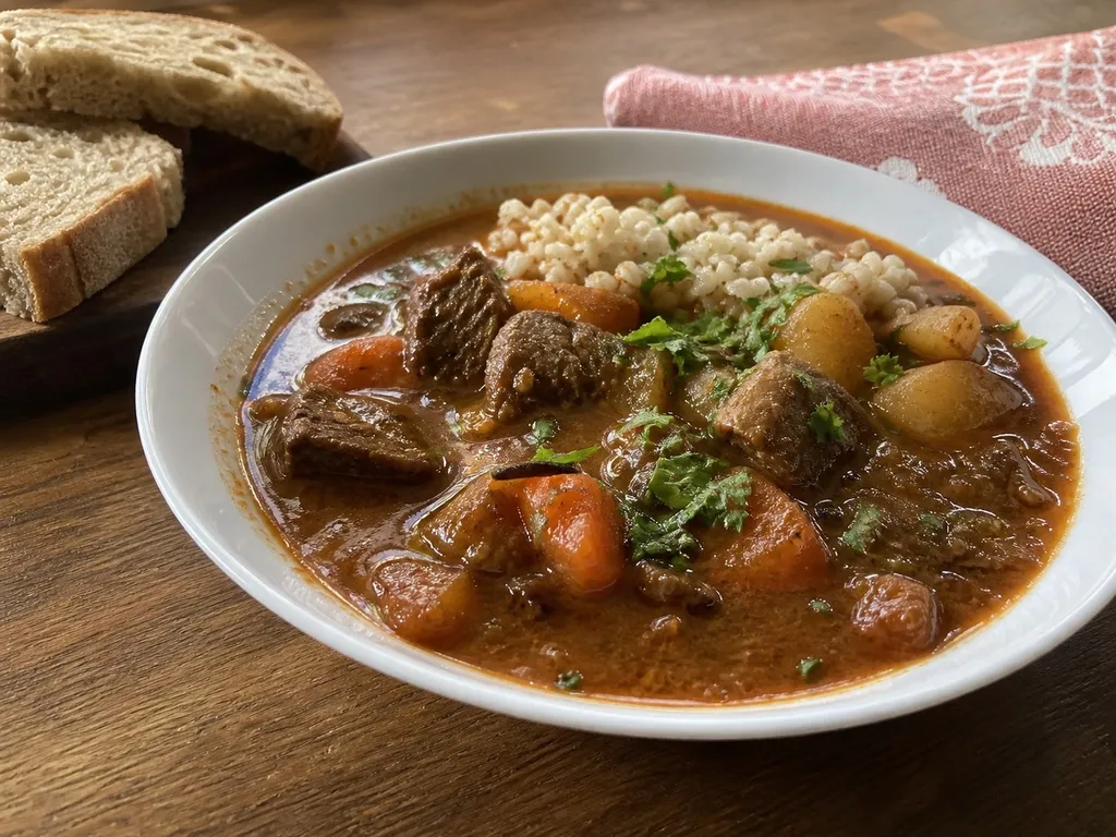 Goulash — plated and served
