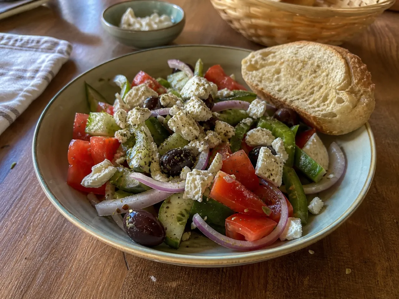 Greek Salad (Horiatiki) — served