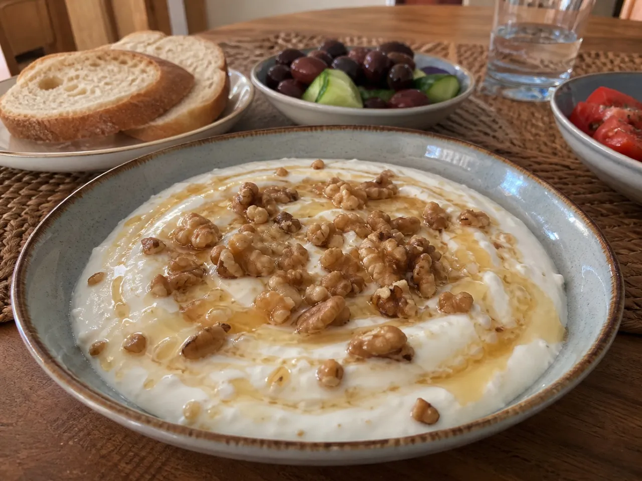 Greek Yogurt with Honey and Walnuts — served