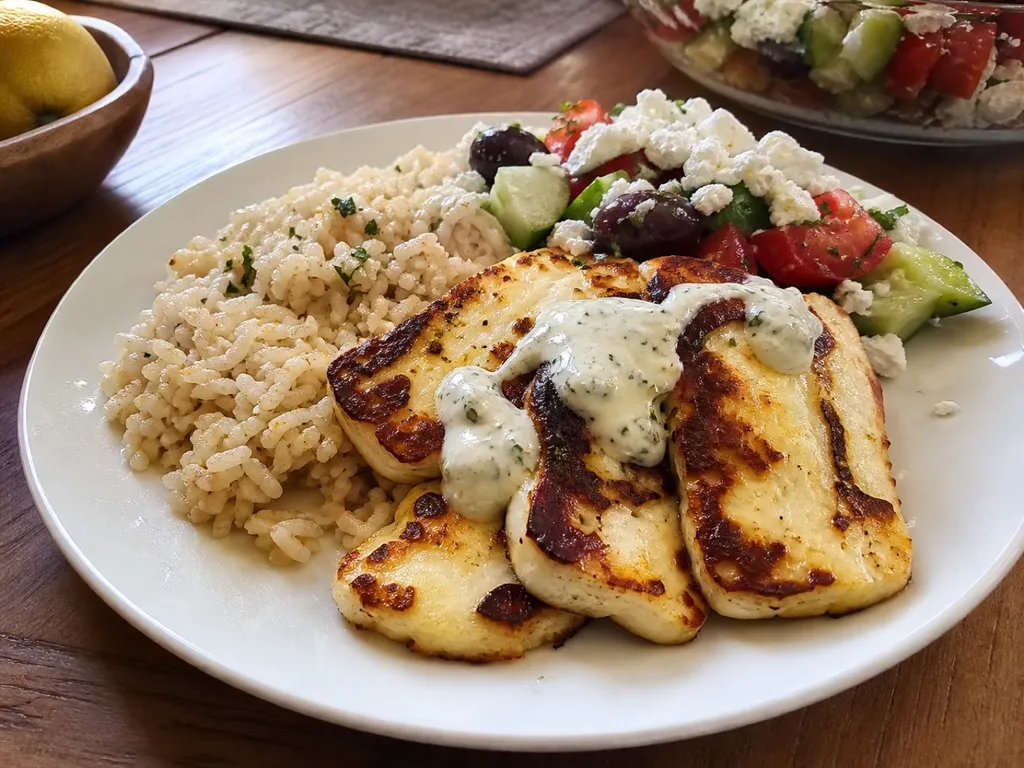 Grilled Halloumi Cheese — plated and served