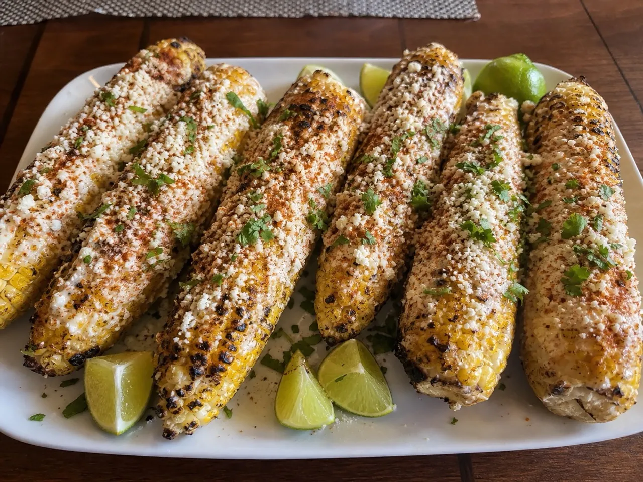 Grilled Mexican Street Corn (Elote) — served